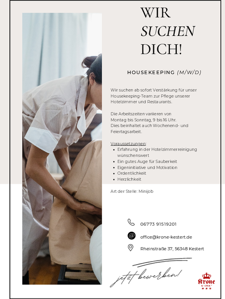 Stellenanzeige Housekeeping